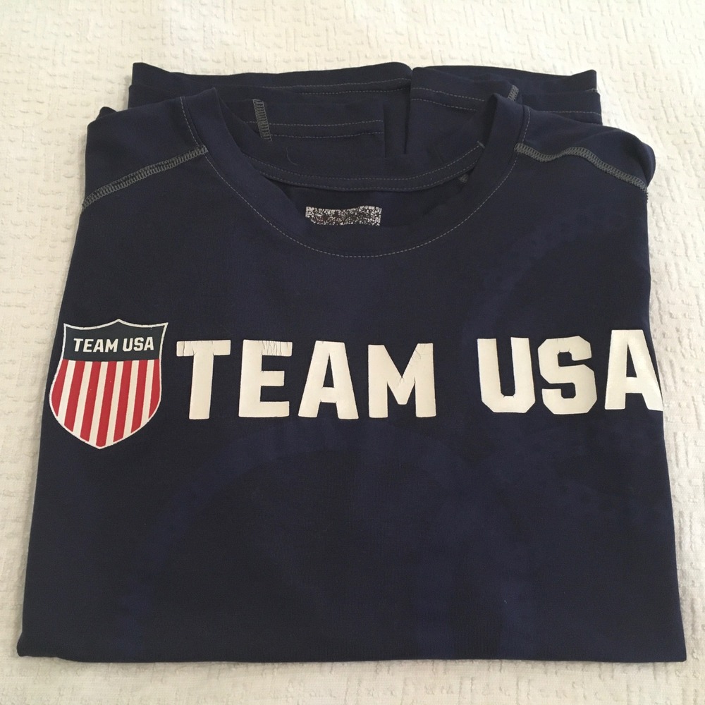 Team USA Blue T Shirt Womens XL Olympic Games Training‎ Activewear Top